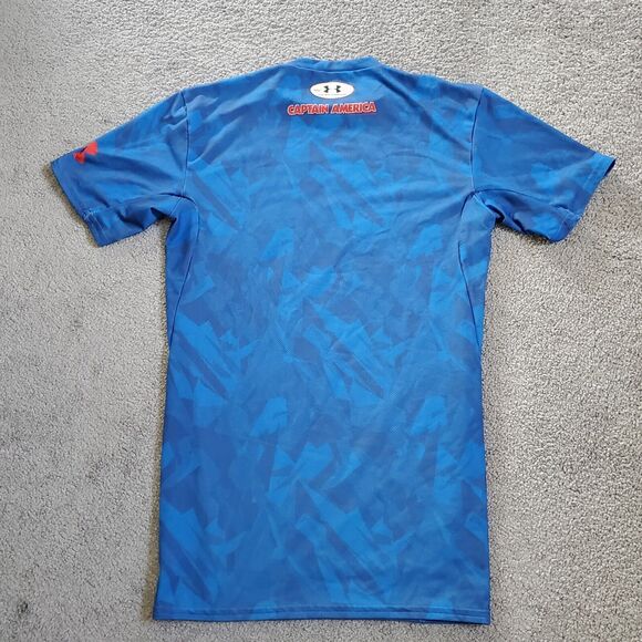Under Armour shirt Mens Medium Blue Captain America Marvel Compression Gym - Picture 4 of 10